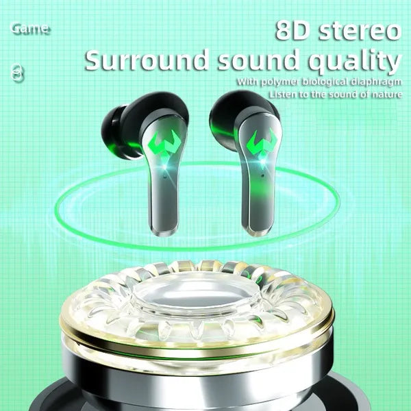 TWS Wireless Bluetooth5.2 Gaming Headset, Waterproof Sport Headphones, Touch Control Bluetooth Earbuds, Noise Cancellation Bluetooth Earphones with Led Display Charging Case