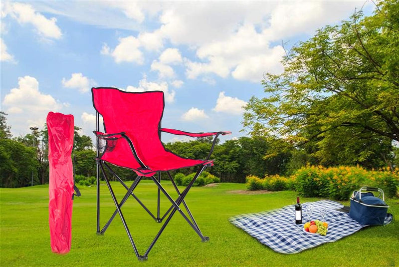 Folding Camping Chair | Portable Beach Chair with Cup Holder | With Carry Bag | For Fishing, Camping, Picnic, BBQ, Beach & Other Outdoor Activities