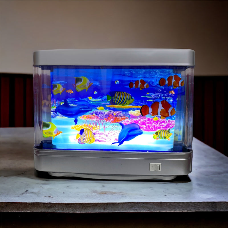 Fish Tank  Aquarium,Artificial Tropical Fish Decorative,Fake Aquarium Decorative Lamp,Aquarium Lights Motion Lamp Night Light with Moving Fish,Gift for Kids